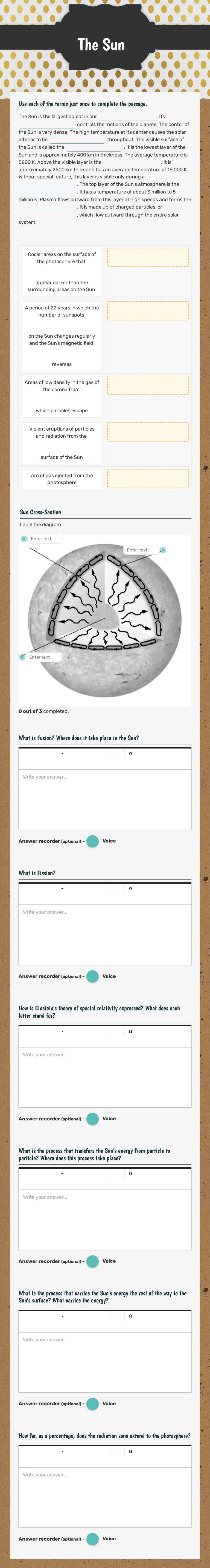 The Sun worksheet preview image