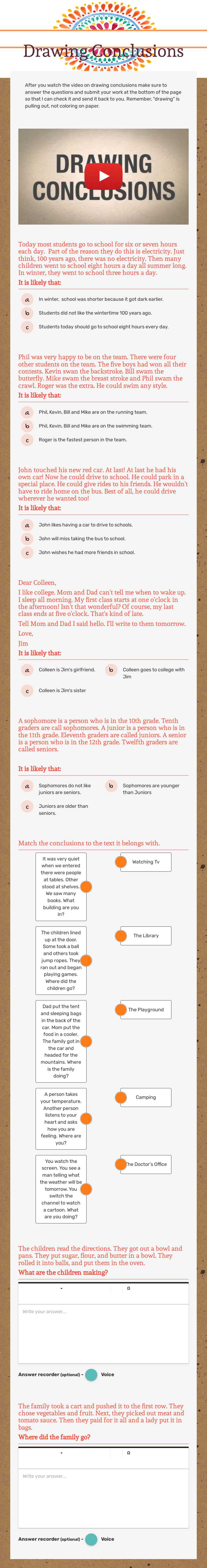 Drawing Conclusions Grade 3 worksheet preview