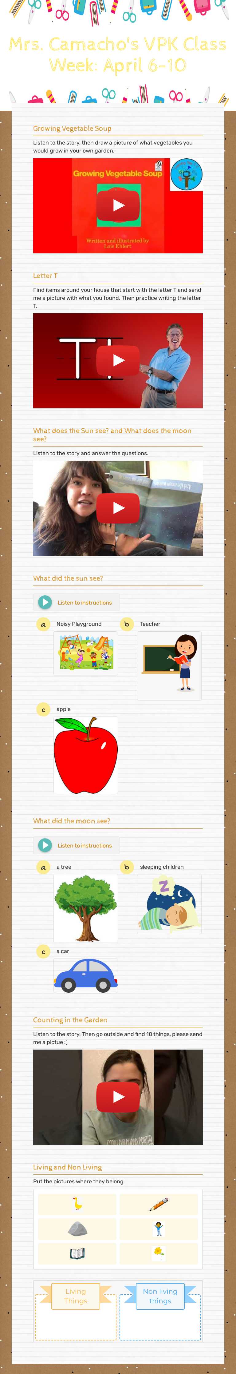 Mrs. Camacho's VPK Class Week: April 6-10 Preschool worksheet preview