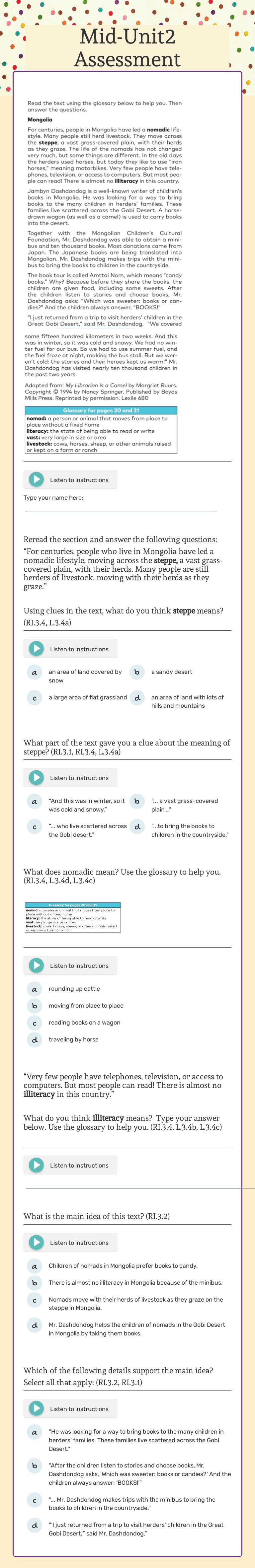 Mid-Unit2 Assessment worksheet preview image