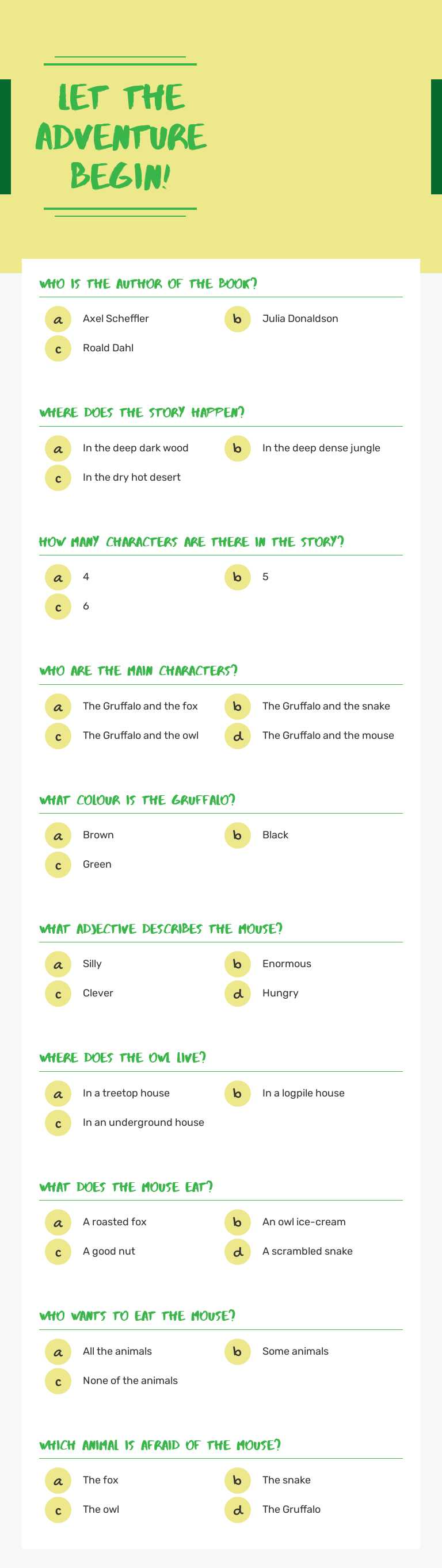 Let the adventure begin! worksheet preview image