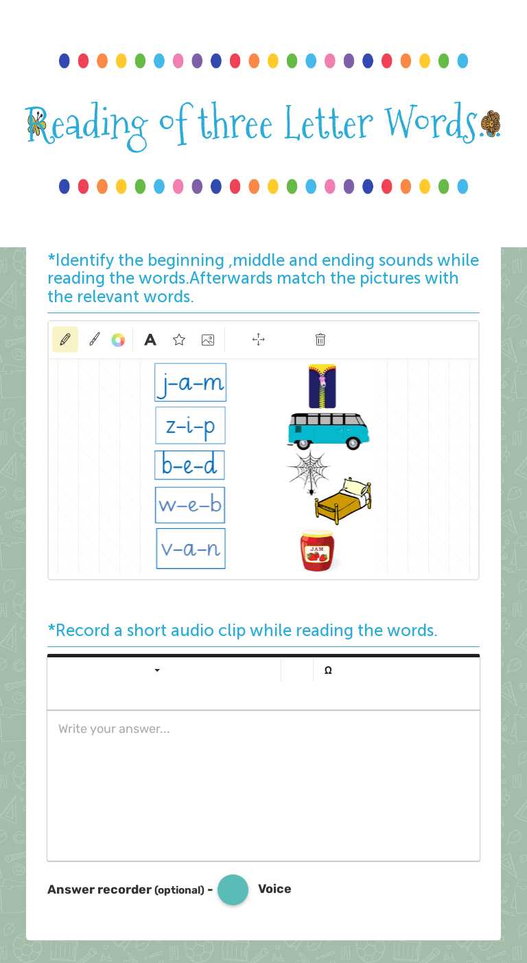 Reading of three Letter Words... worksheet preview image