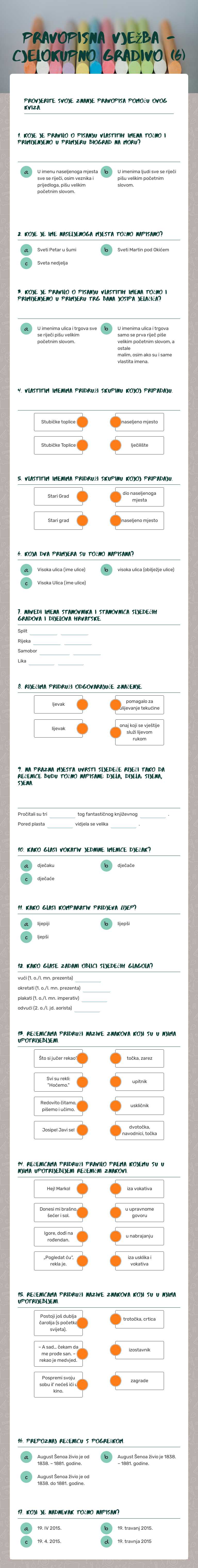 pravopisna vježba - cjelokupno gradivo (6) worksheet preview image