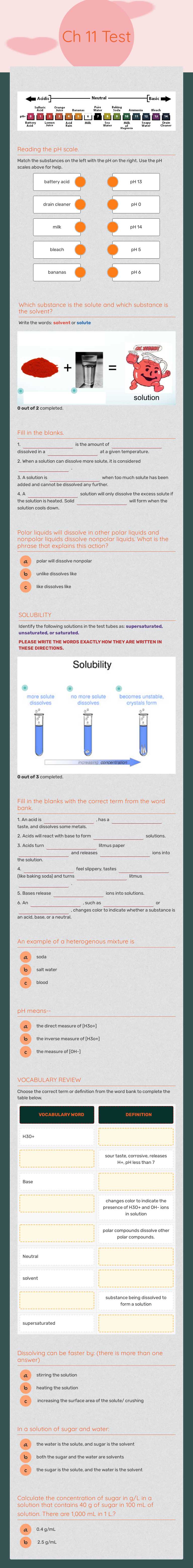 Ch 11 Test Grade 9 worksheet preview