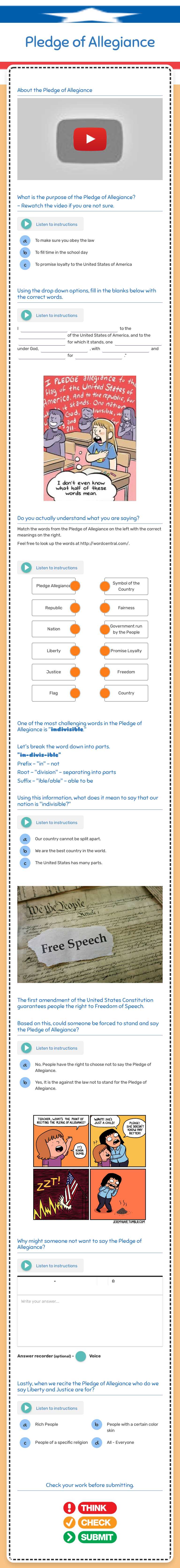 Pledge of Allegiance worksheet preview image