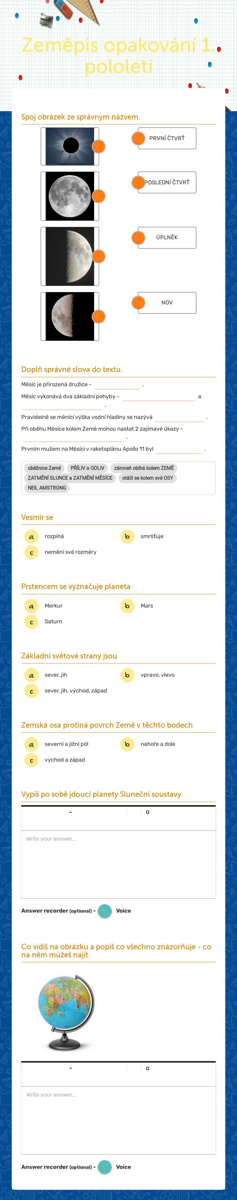 Zeměpis
opakování 1. pololetí worksheet preview image