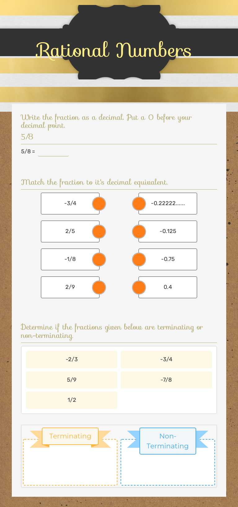 Rational Numbers worksheet preview image