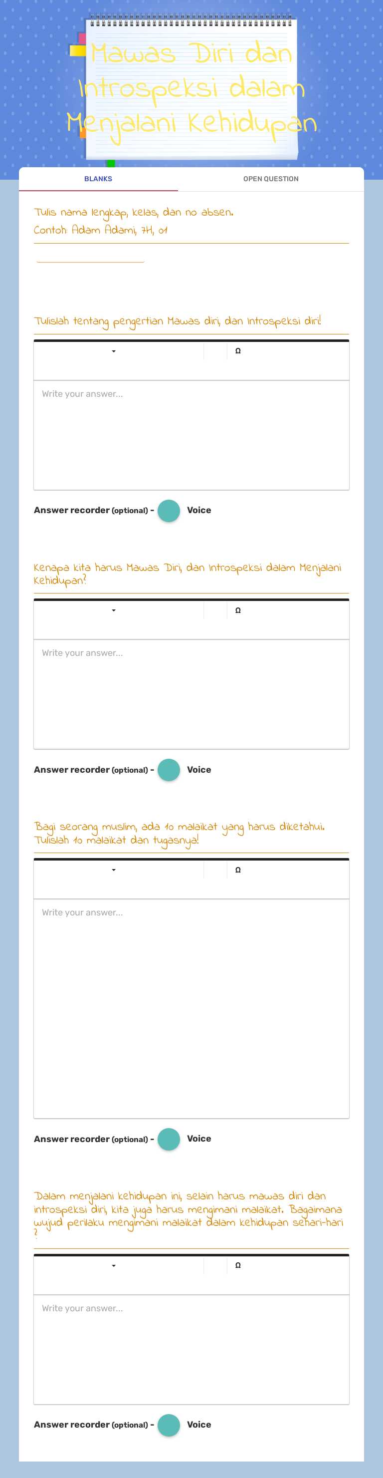 Mawas Diri dan Introspeksi dalam Menjalani Kehidupan worksheet preview