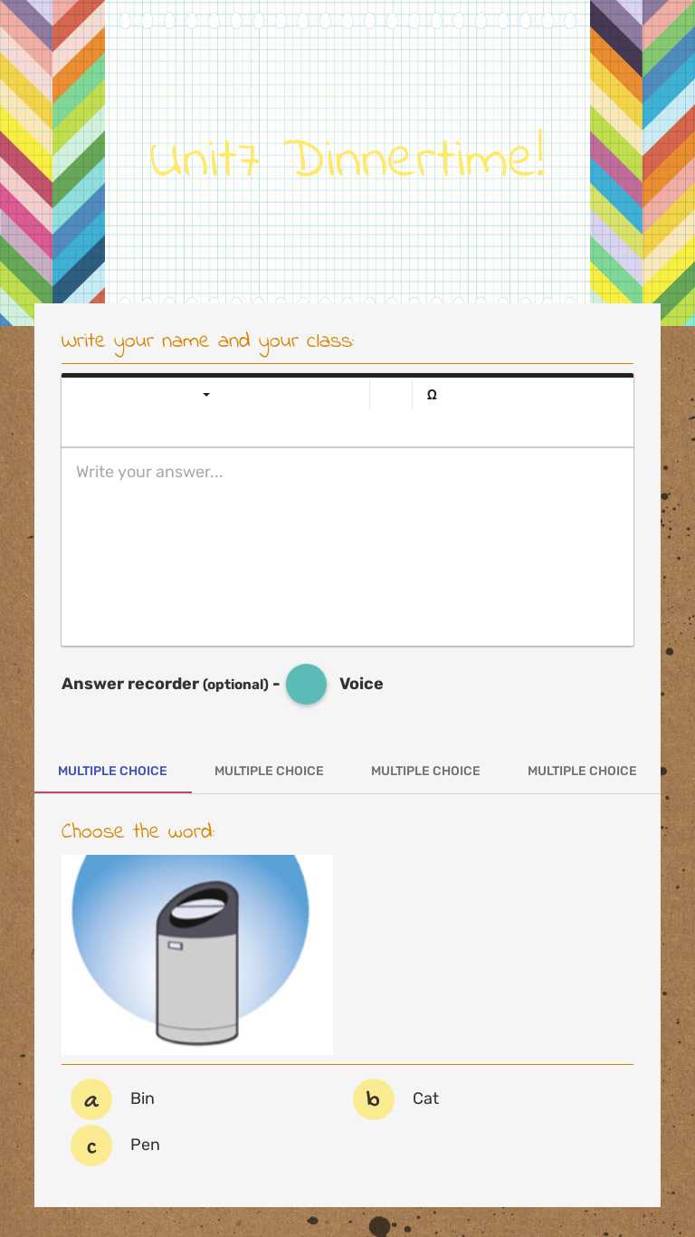 Unit7 Dinnertime! worksheet preview image