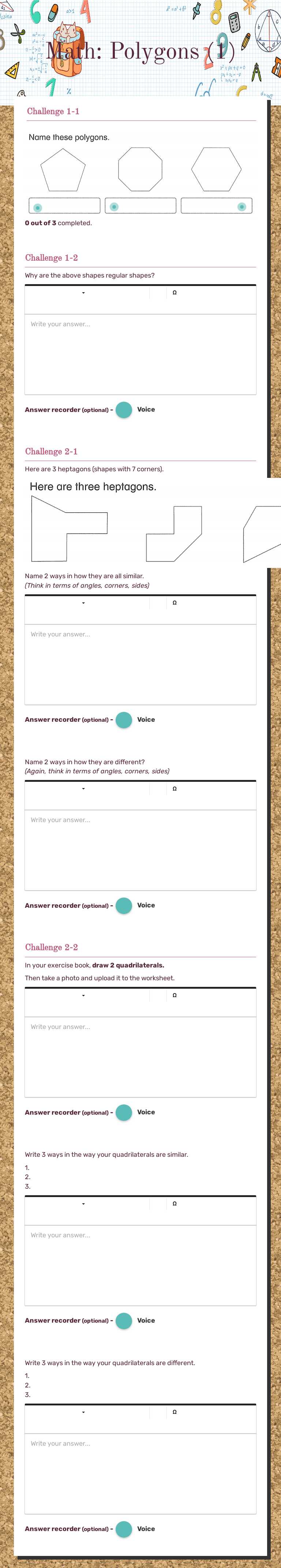 Math: Polygons (1) worksheet preview image