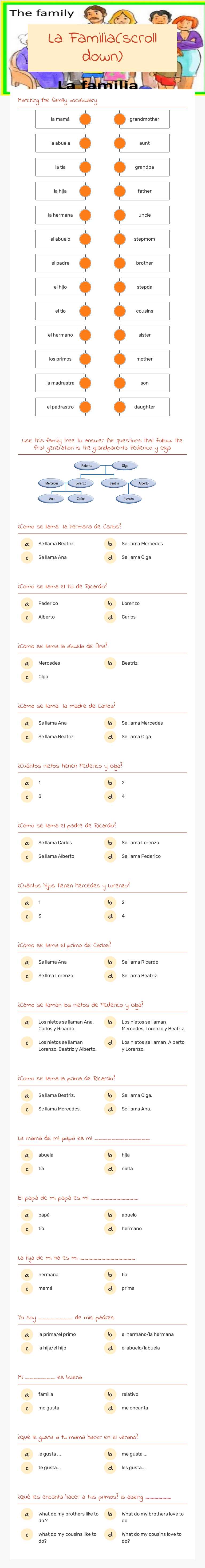 La Familia(scroll down) worksheet preview image