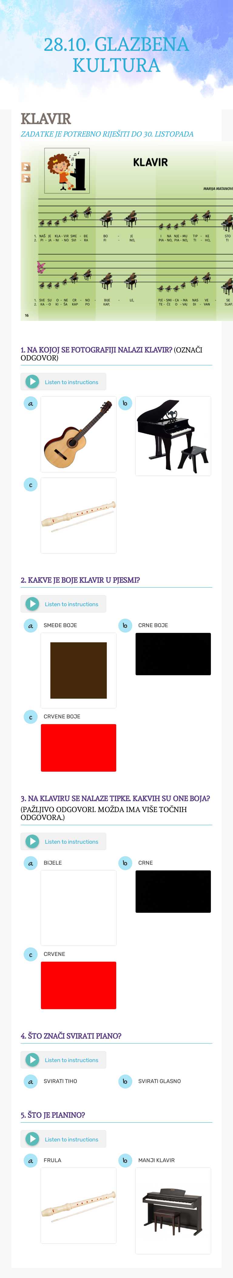 28.10. GLAZBENA KULTURA worksheet preview image