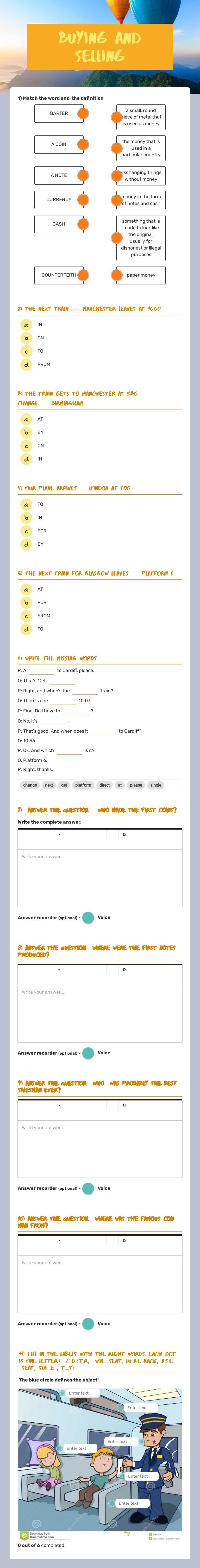 buying and selling worksheet preview image