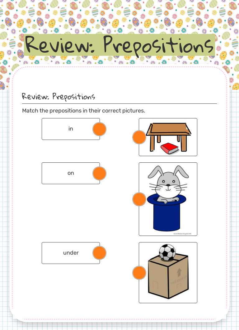 Review: Prepositions Preschool worksheet preview
