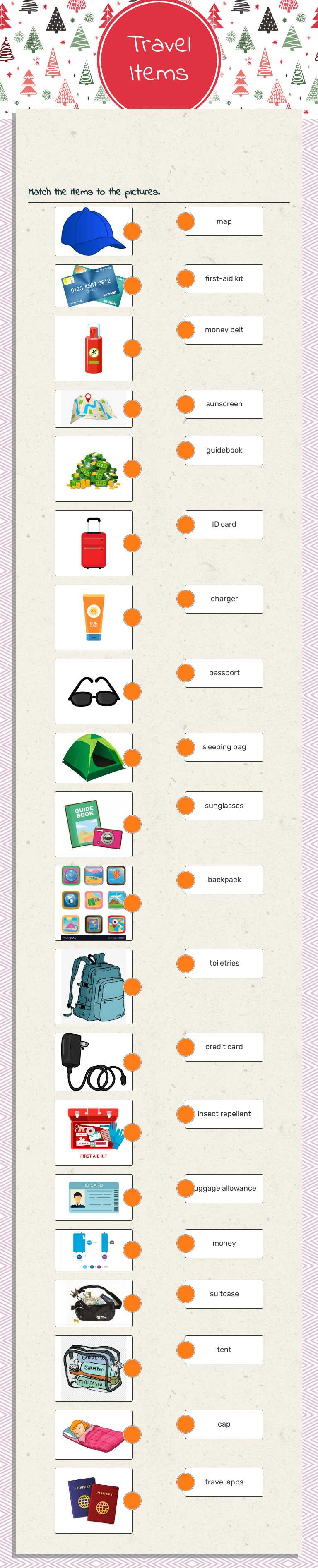 Travel Items worksheet preview image