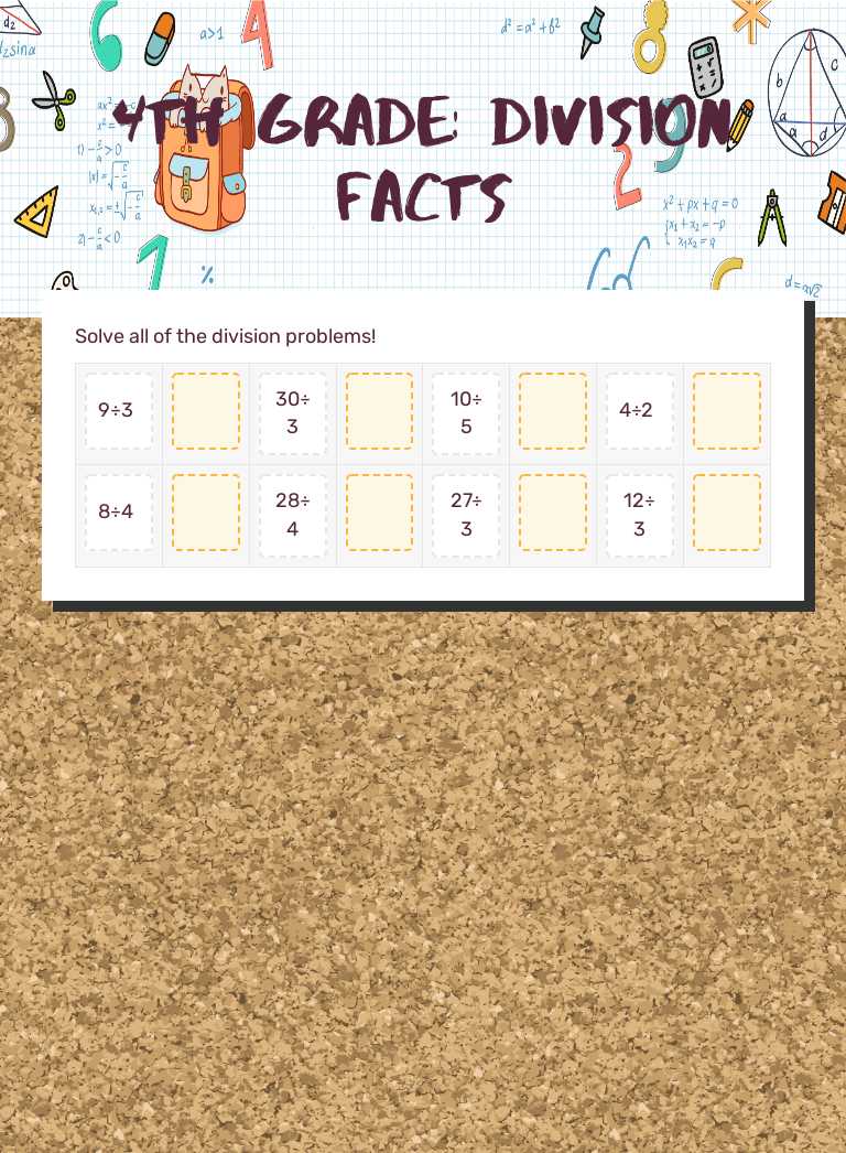 Master 4th Grade Division Facts with this quick practice worksheet ...