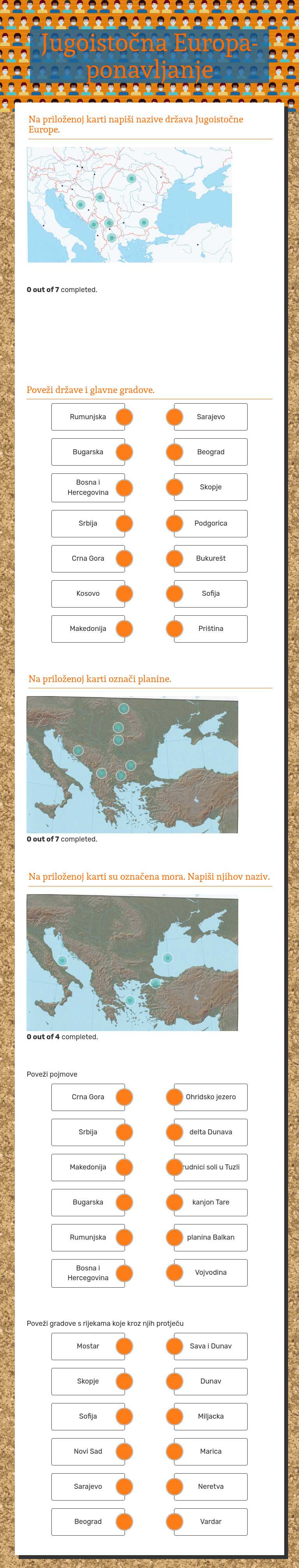 Jugoistočna Europa- ponavljanje Grade 7 worksheet preview