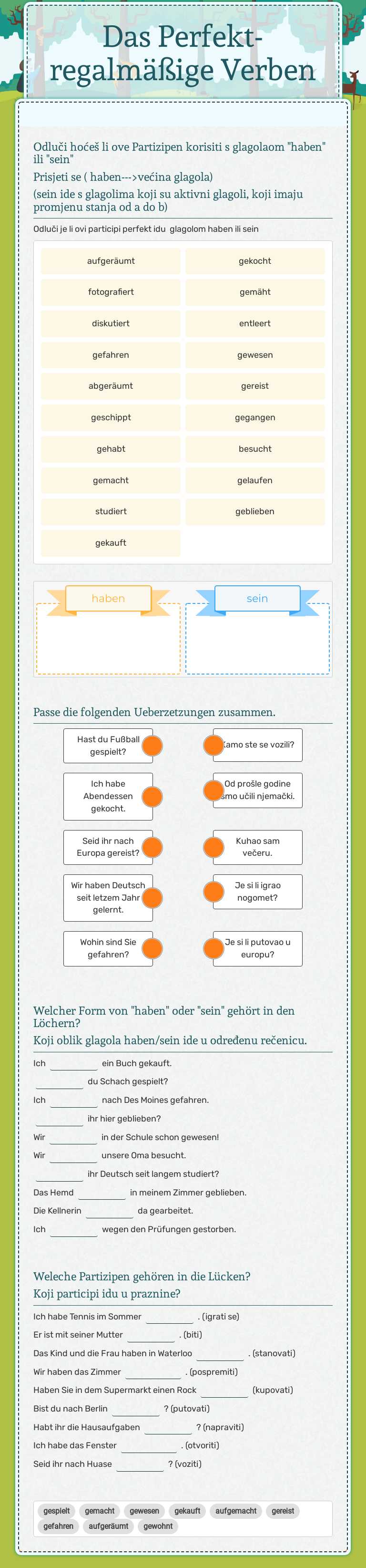 Das Perfekt-regalmäßige Verben worksheet preview image