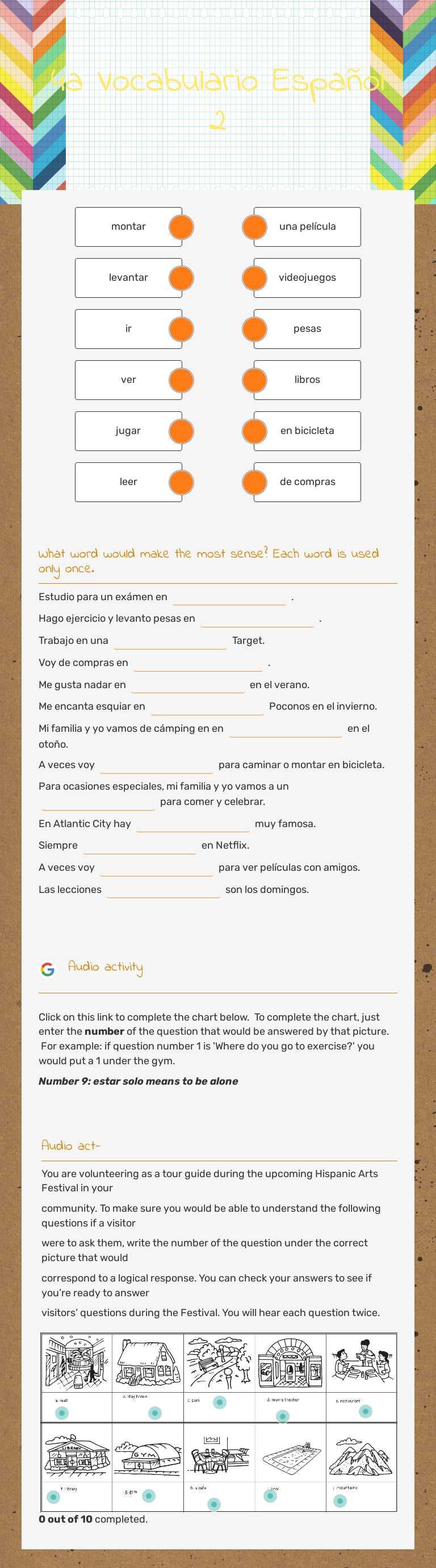 4a Vocabulario Español 2 worksheet preview image