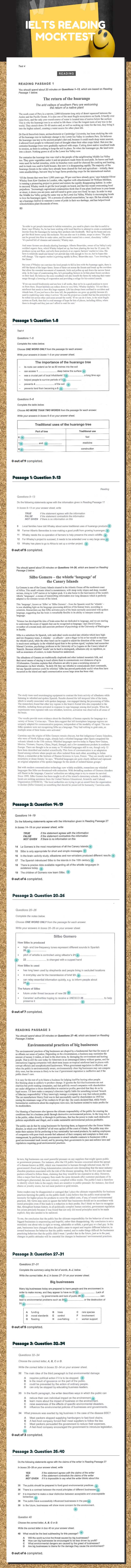 IELTS READING MOCKTEST worksheet preview image