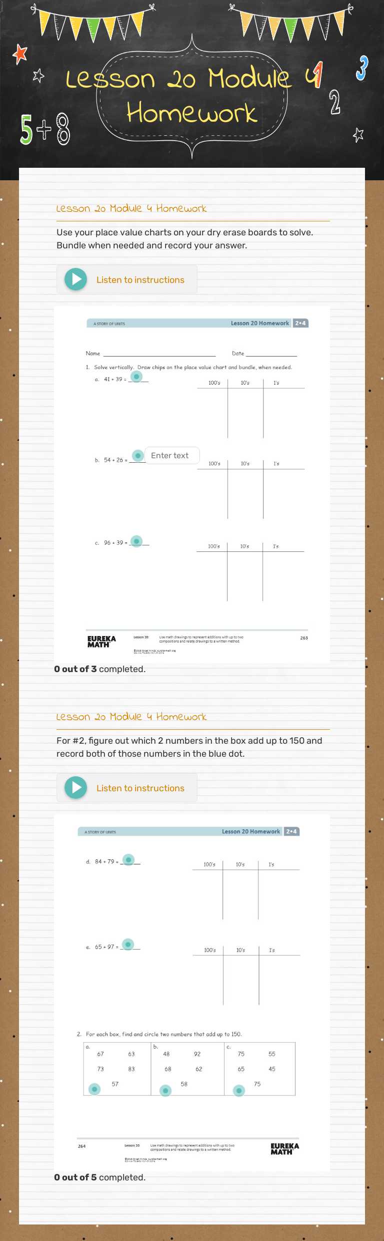 Lesson 20 Module 4 Homework worksheet preview image