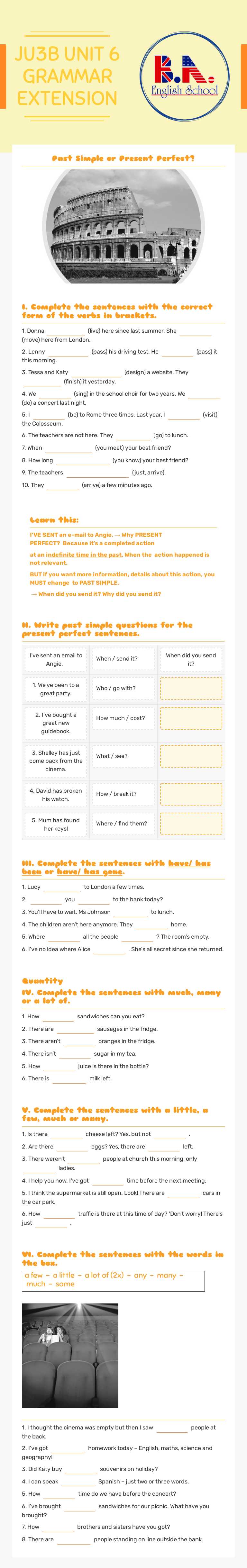 JU3B UNIT 6 GRAMMAR EXTENSION Other worksheet preview