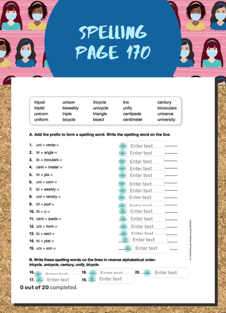 Spelling Page 170 worksheet preview image