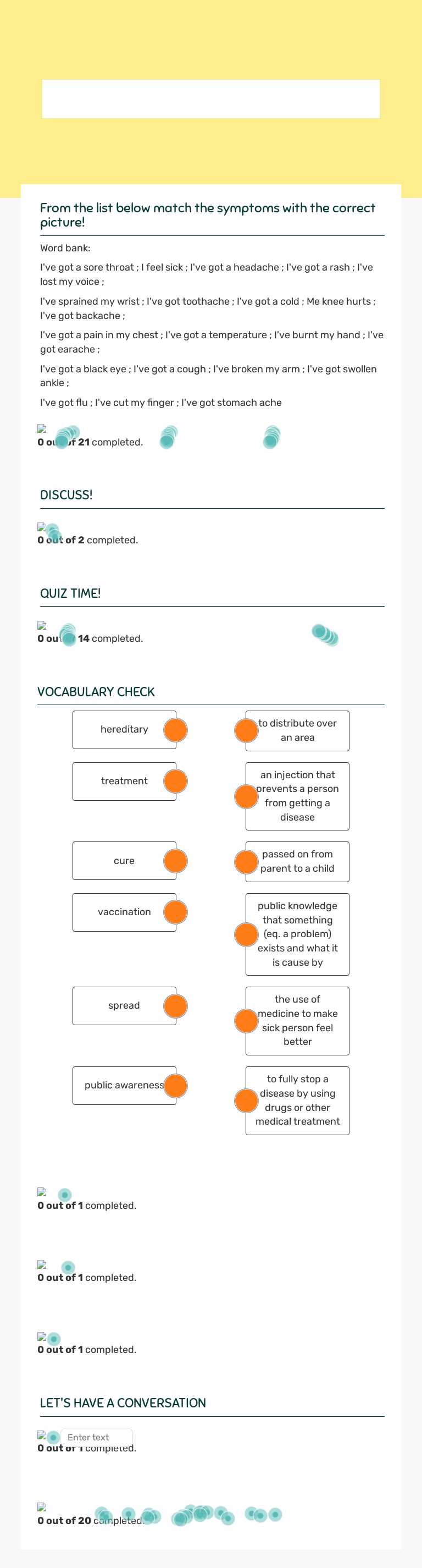 HEALTH worksheet preview image