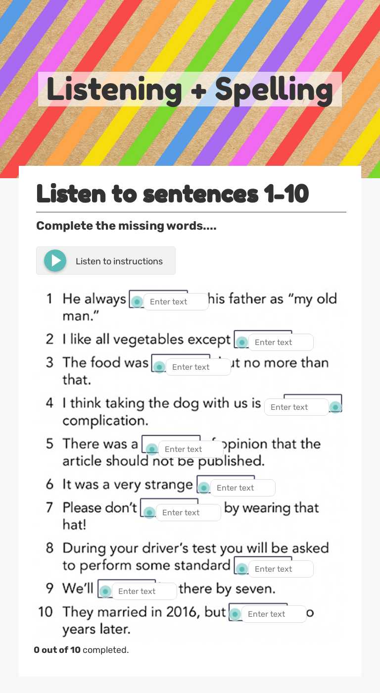 Listening + Spelling worksheet preview image