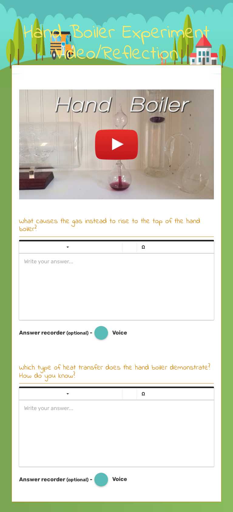 Hand Boiler Experiment Video/Reflection worksheet preview image