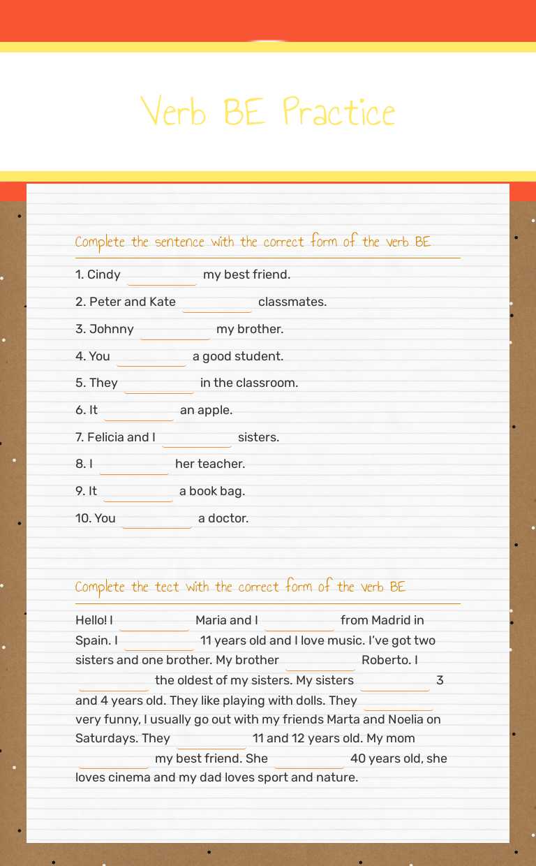 Verb BE Practice Other worksheet preview