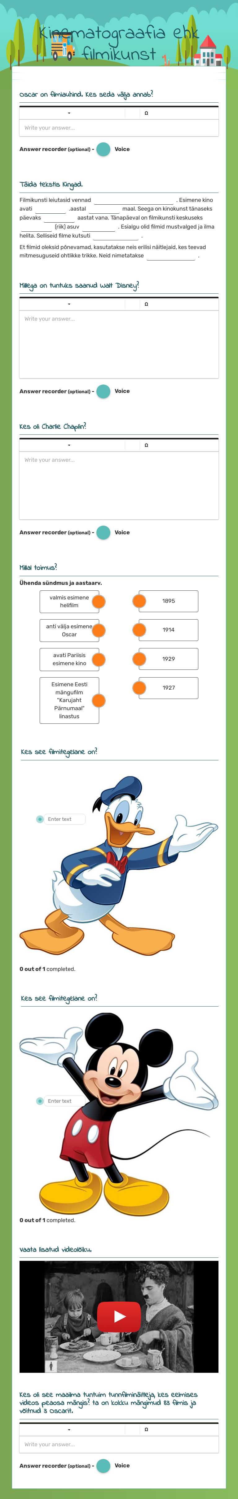 Kinematograafia ehk filmikunst worksheet preview image