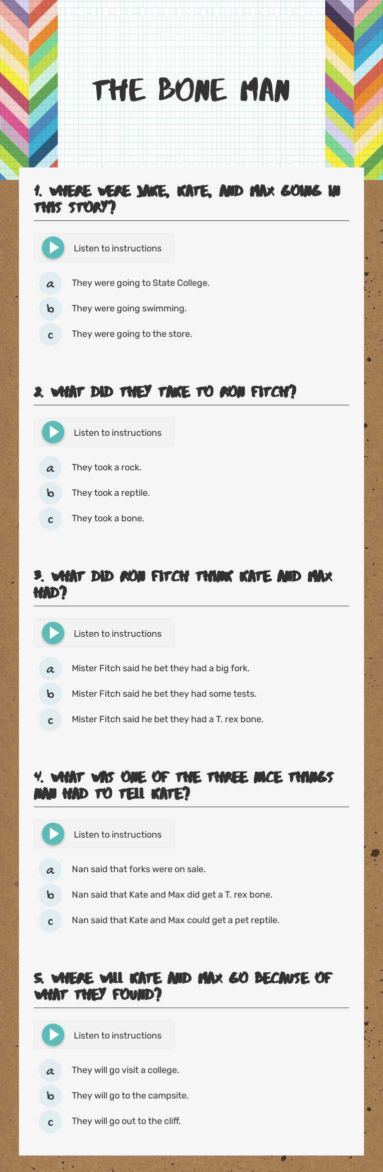 The Bone Man worksheet preview image