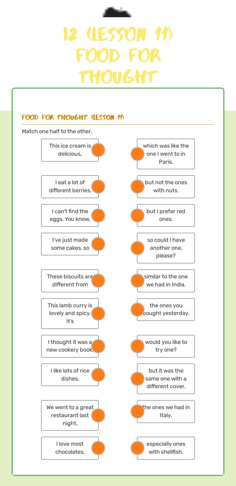 I2 (Lesson 11)
Food for thought worksheet preview image