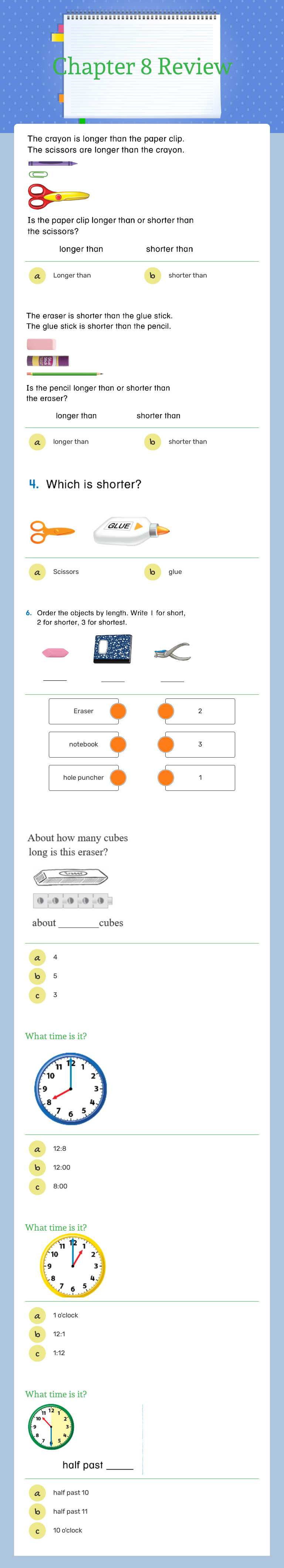 Chapter 8 Review by Rebecca Ponce | Interactive Worksheet | Wizer.me