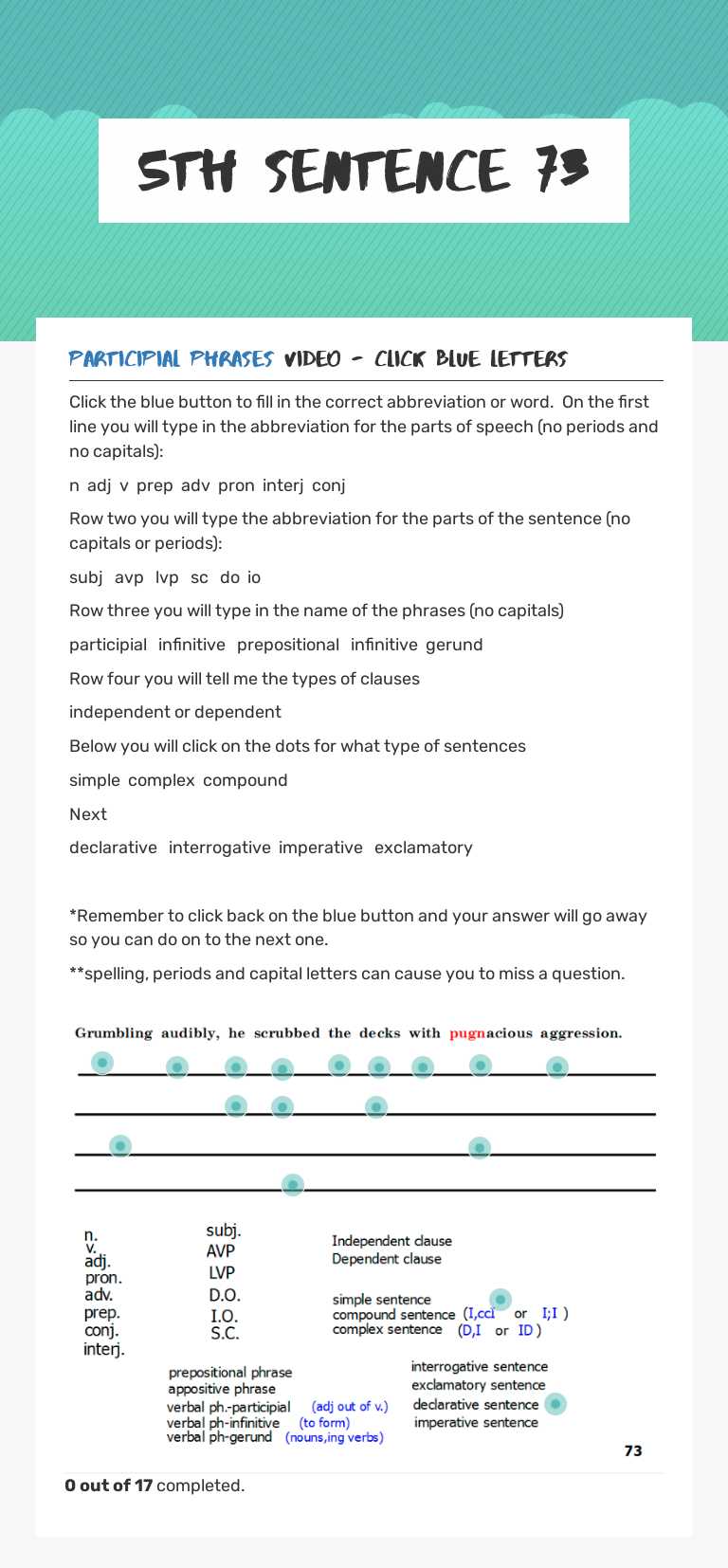 5th Sentence 73 worksheet preview image