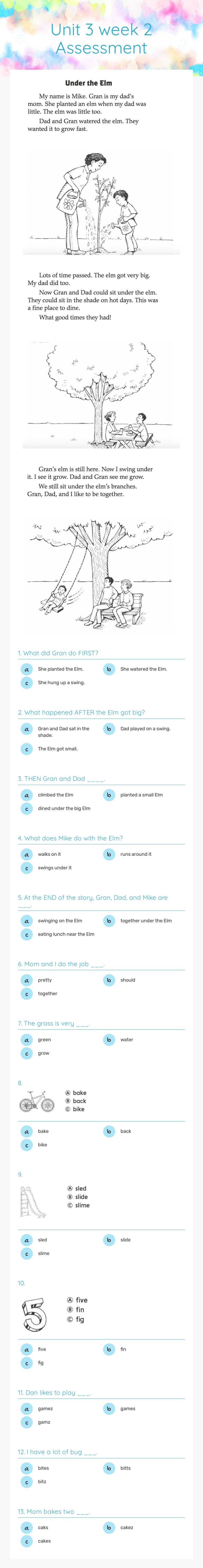 Unit 3 week 2 Assessment worksheet preview image
