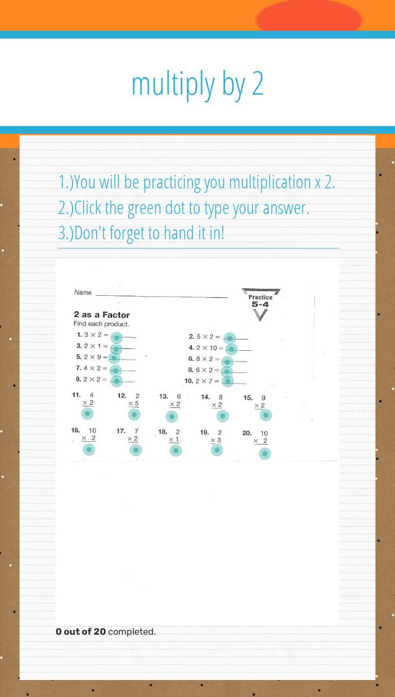 multiply by 2 Grade 3 worksheet preview