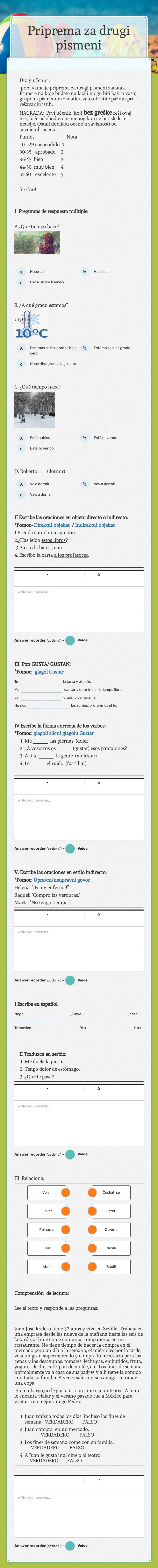 Priprema za drugi pismeni worksheet preview image