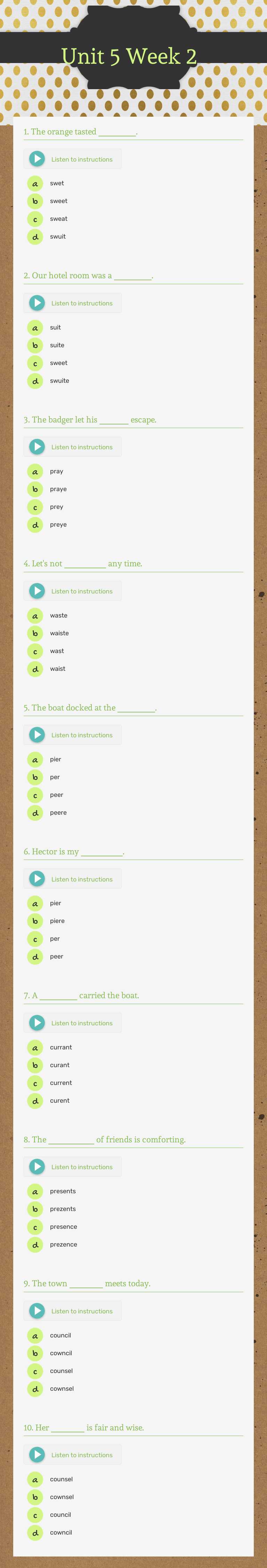 Unit 5 Week 2 Grade 5 worksheet preview