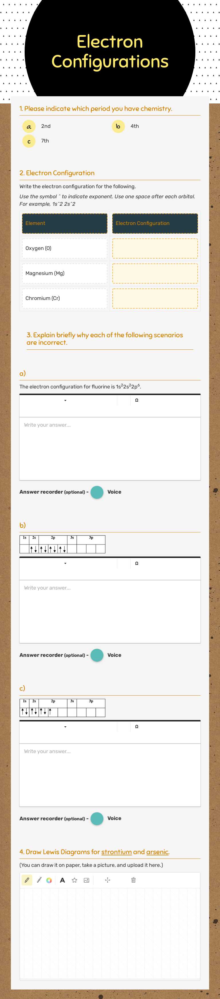 Electron Configurations Grade 10 worksheet preview