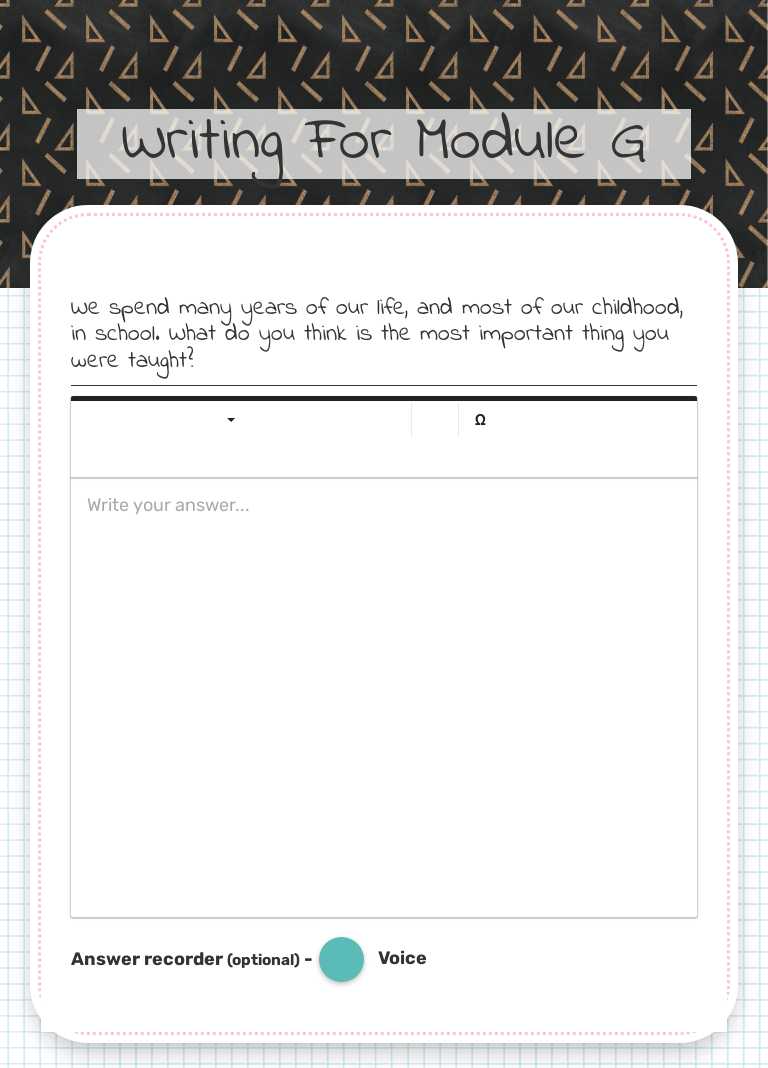 Writing For Module G worksheet preview image