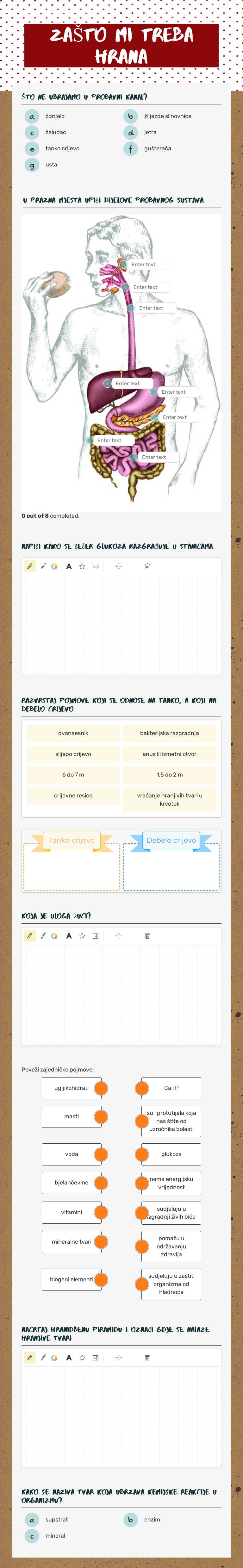 ZAŠTO MI TREBA HRANA worksheet preview image