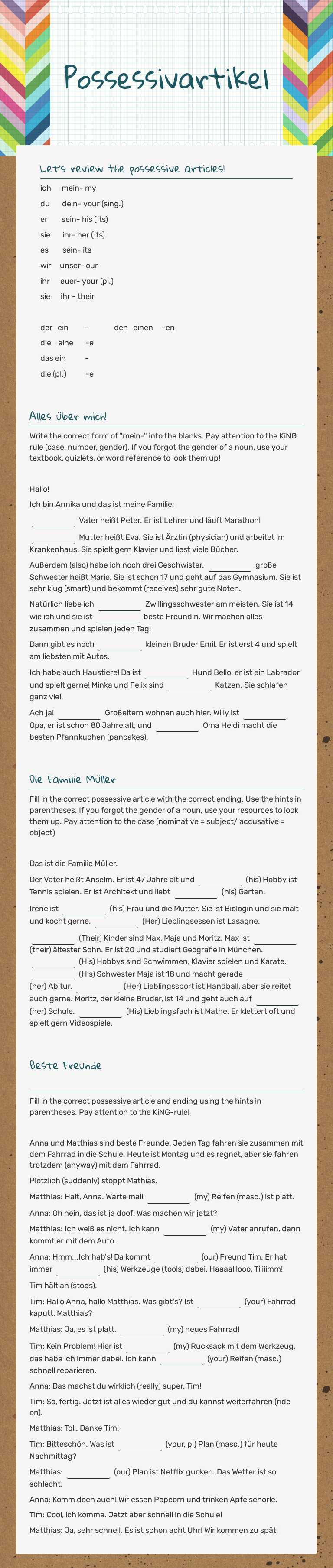 Possessivartikel worksheet preview image