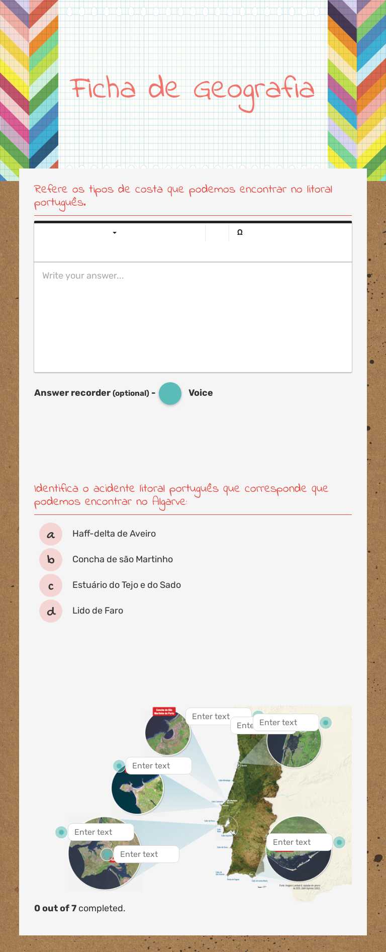 Ficha de trabalho de Geografia worksheet preview image