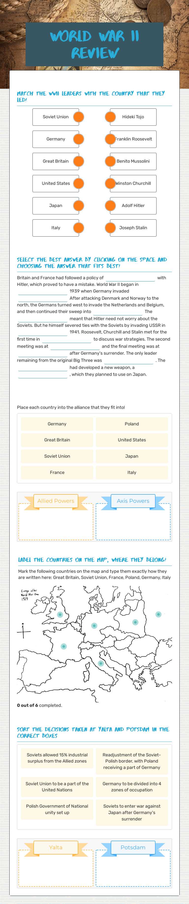 World War II REVIEW Grade 10 worksheet preview