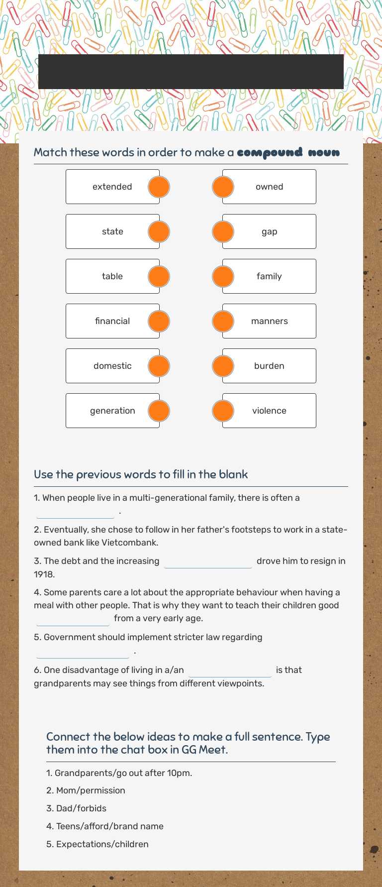 Grade 11 - Unit 1: vocabulary worksheet preview image