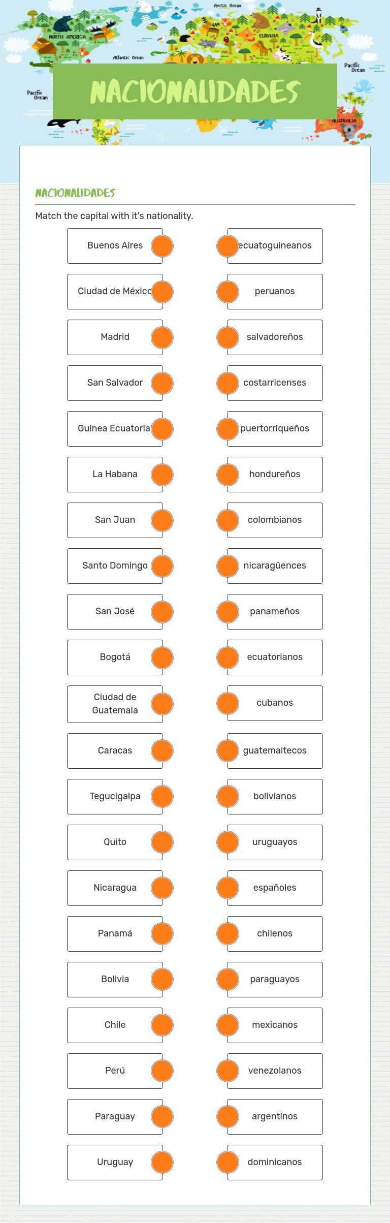Nacionalidades worksheet preview image
