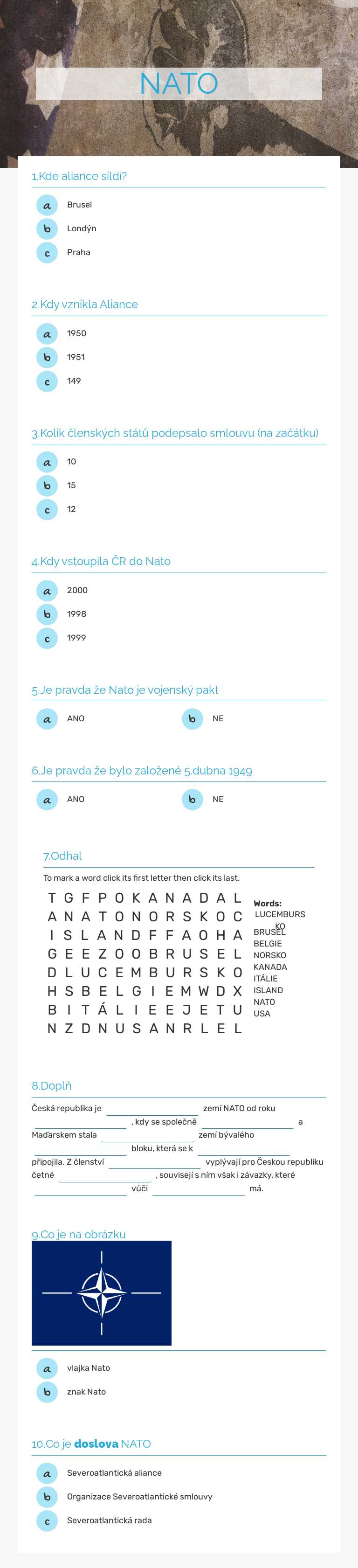 NATO worksheet preview image