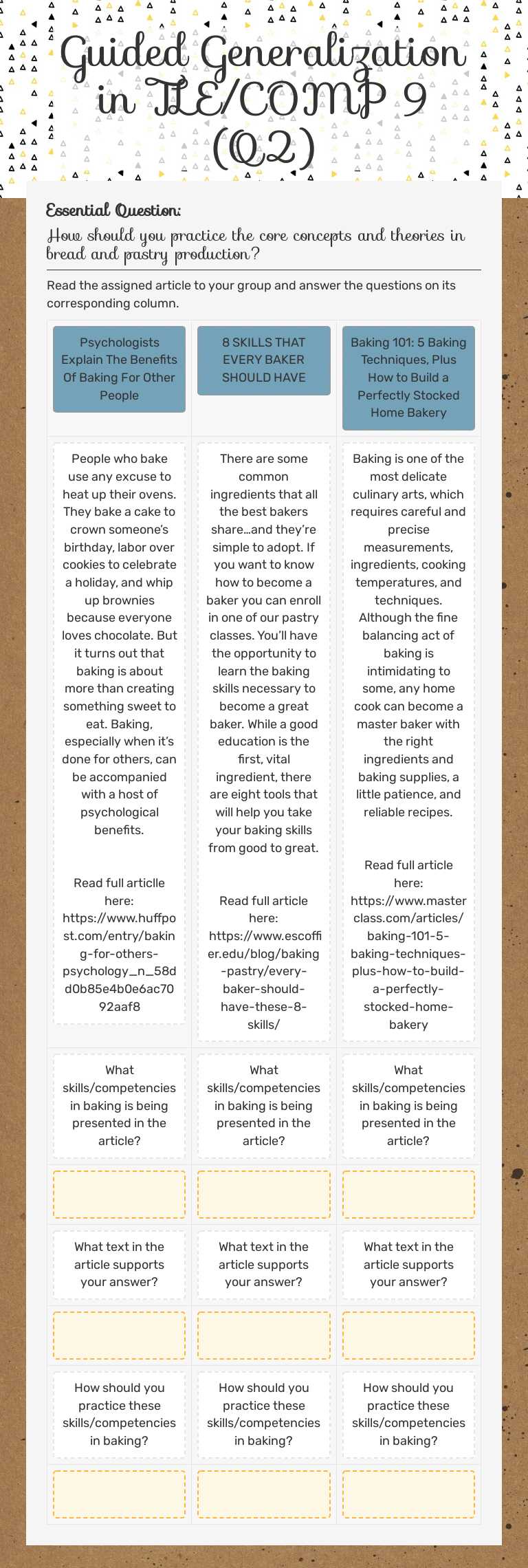 Guided Generalization in TLE/COMP 9 (Q2) worksheet preview